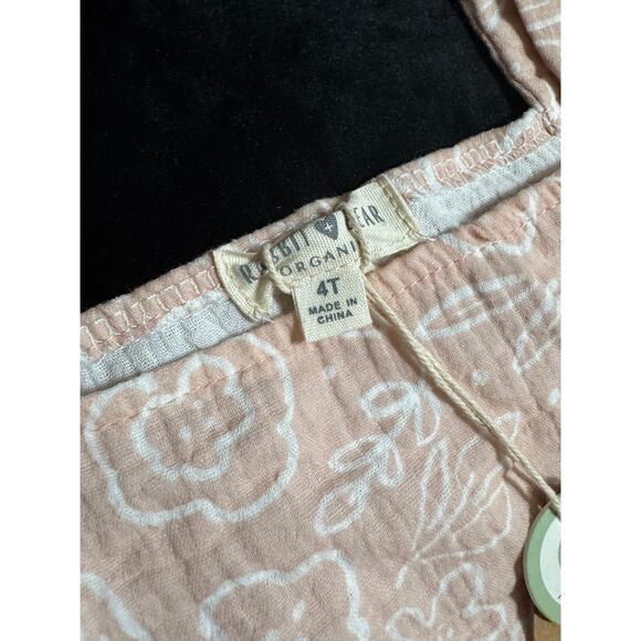 Rabbit + Bear Pink Organic Cotton Gauze 2-Piece Set 4T NEW - Picture 4 of 4